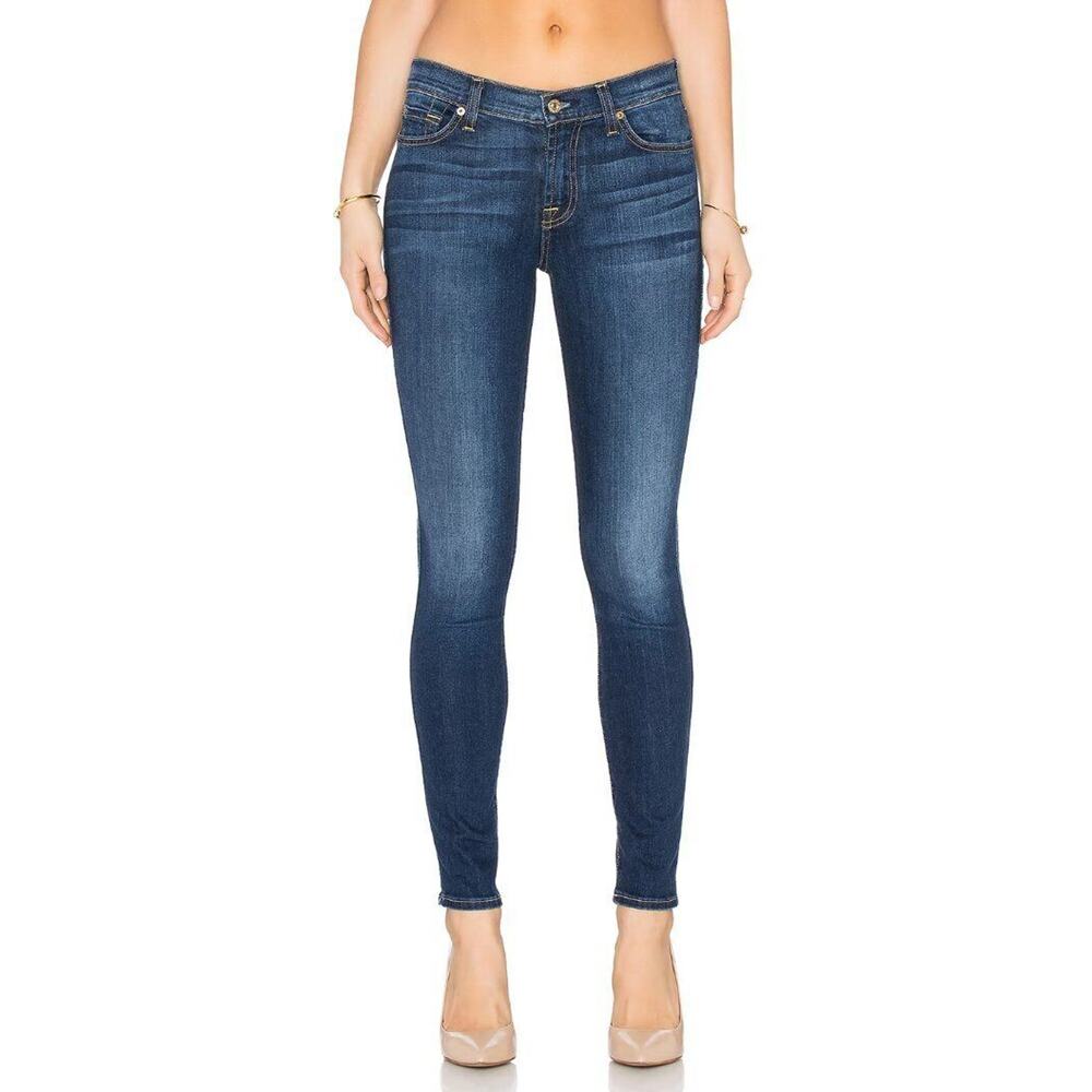 7 for All Mankind The Skinny Tonal Squiggle in Medium Timeless Blue 27 NEW